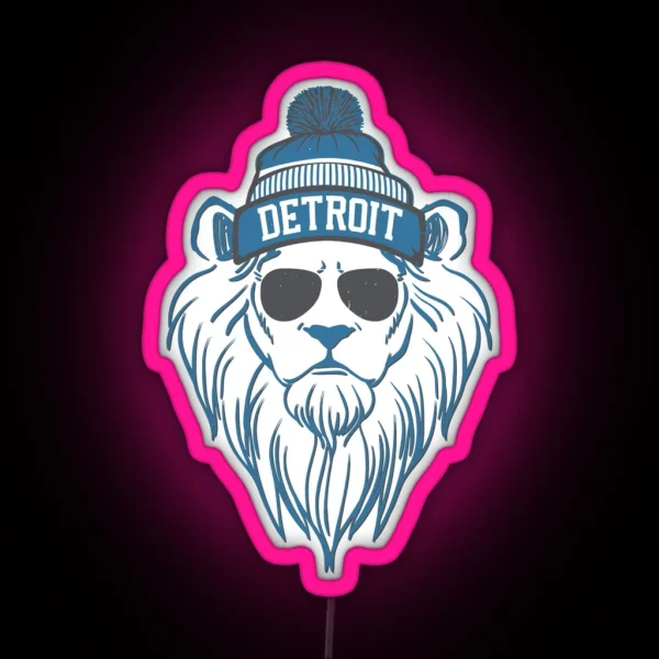 Detroit Football Lion Mascot Sunday Football Tailgate RGB Neon Sign