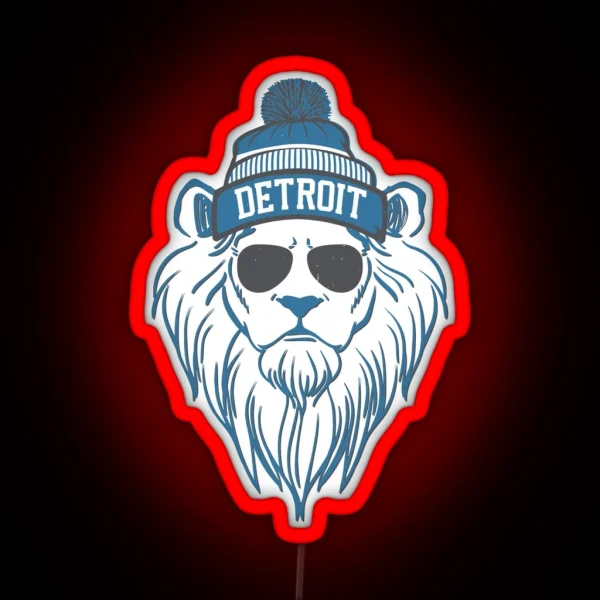 Detroit Football Lion Mascot Sunday Football Tailgate RGB Neon Sign
