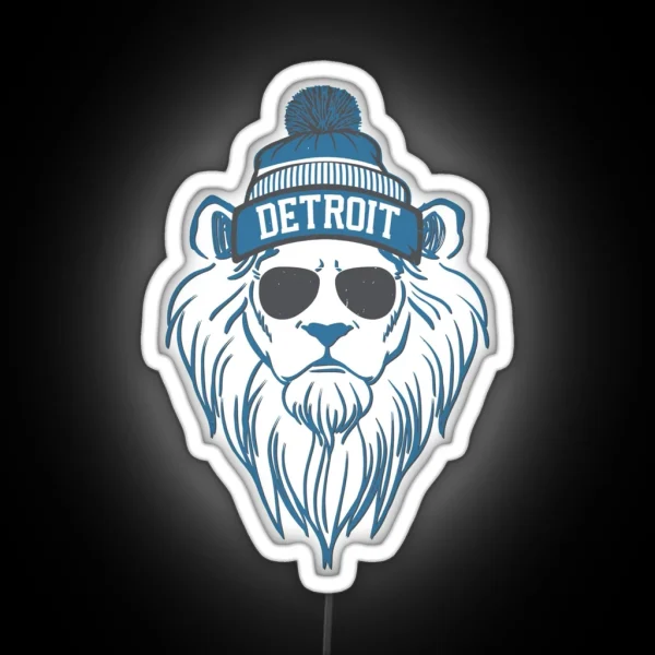 Detroit Football Lion Mascot Sunday Football Tailgate RGB Neon Sign
