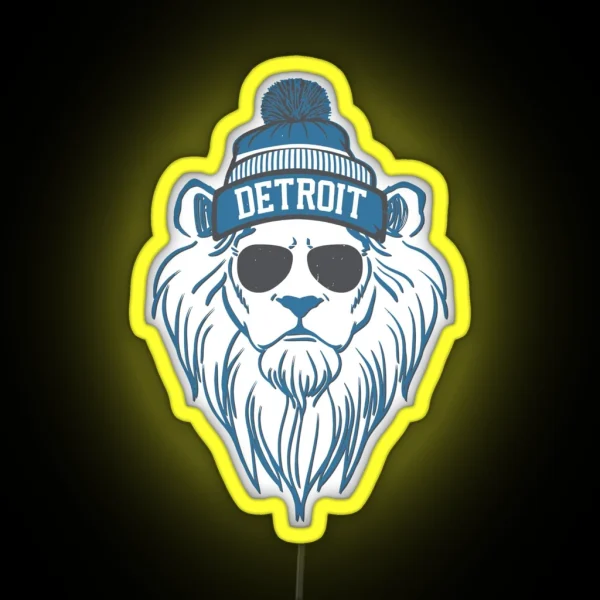 Detroit Football Lion Mascot Sunday Football Tailgate RGB Neon Sign