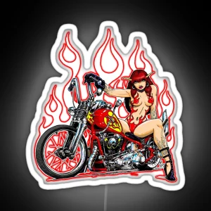 Devil Girl Biker RGB Neon Sign