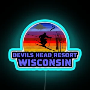 Devils Head Resort Wisconsin Usa Winter Ski RGB Neon Sign