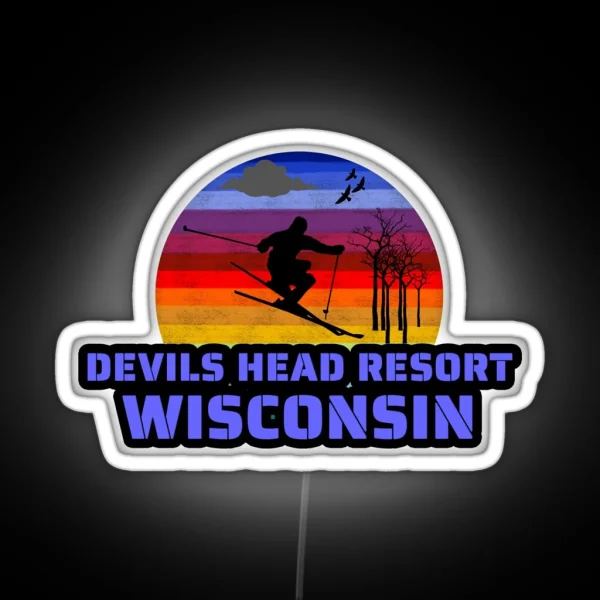 Devils Head Resort Wisconsin Usa Winter Ski RGB Neon Sign