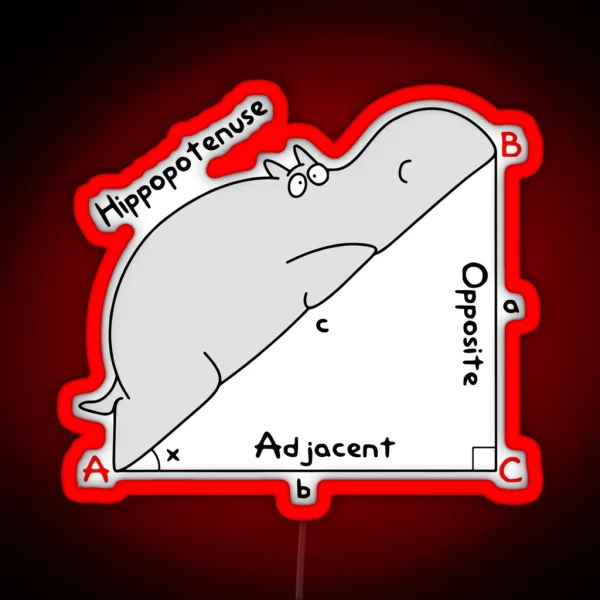 Diagram Hippopotenuse Adjacent Opposite Math Teacher RGB Neon Sign