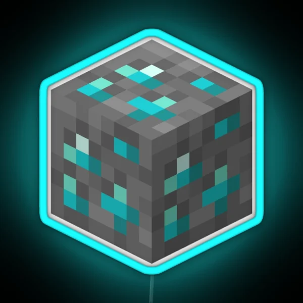 Diamond Ore Minecraft Block Icon RGB Neon Sign