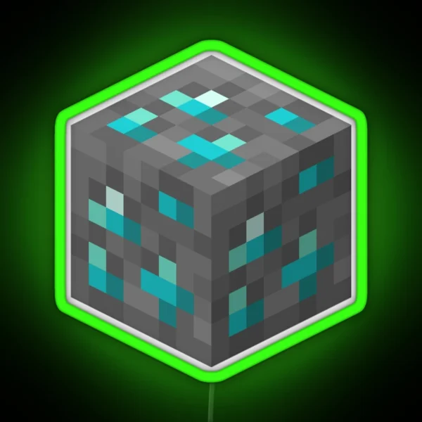 Diamond Ore Minecraft Block Icon RGB Neon Sign
