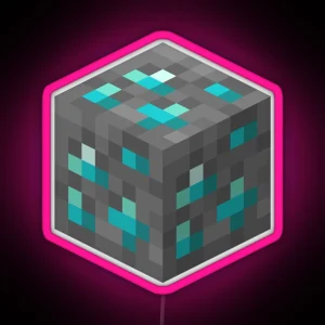 Diamond Ore Minecraft Block Icon RGB Neon Sign