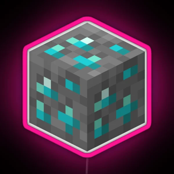 Diamond Ore Minecraft Block Icon RGB Neon Sign