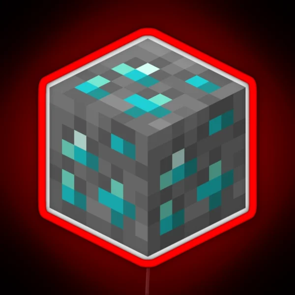 Diamond Ore Minecraft Block Icon RGB Neon Sign