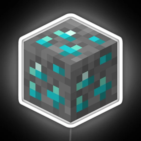 Diamond Ore Minecraft Block Icon RGB Neon Sign