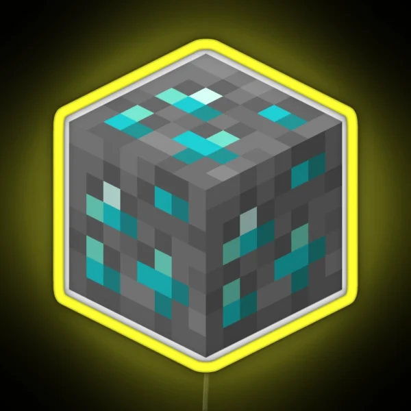 Diamond Ore Minecraft Block Icon RGB Neon Sign