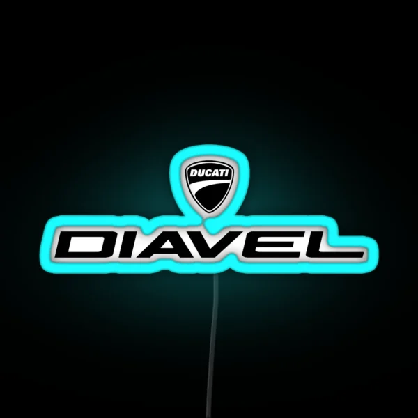 Diavel Ducati Black Text RGB Neon Sign