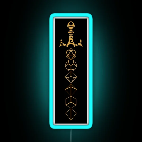 Dice Set Sword Tabletop RPG Gaming RGB Neon Sign