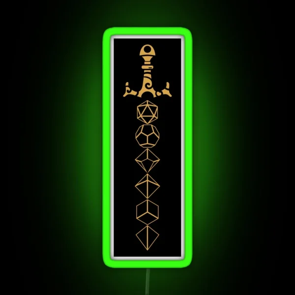 Dice Set Sword Tabletop RPG Gaming RGB Neon Sign