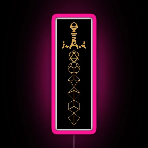 Dice Set Sword Tabletop RPG Gaming RGB Neon Sign