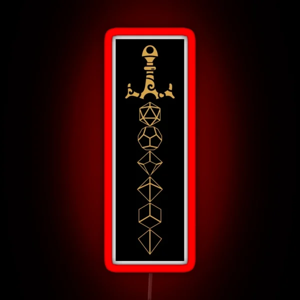Dice Set Sword Tabletop RPG Gaming RGB Neon Sign