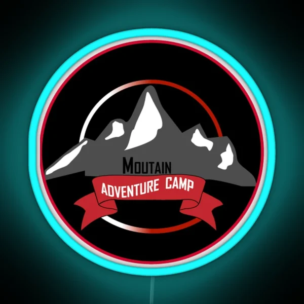 Digital Art Moutain Adventure Camp RGB Neon Sign