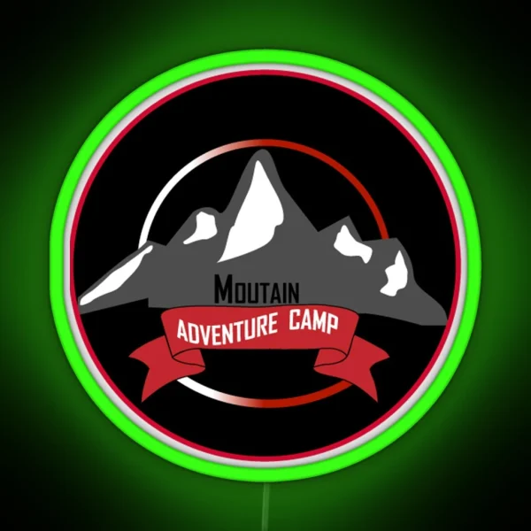 Digital Art Moutain Adventure Camp RGB Neon Sign