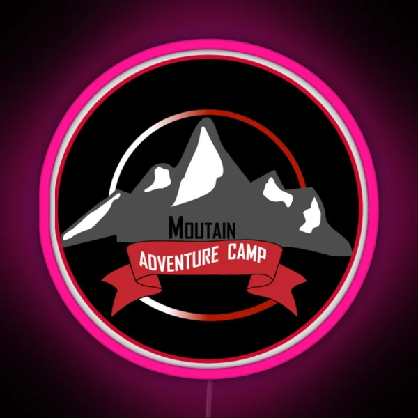 Digital Art Moutain Adventure Camp RGB Neon Sign