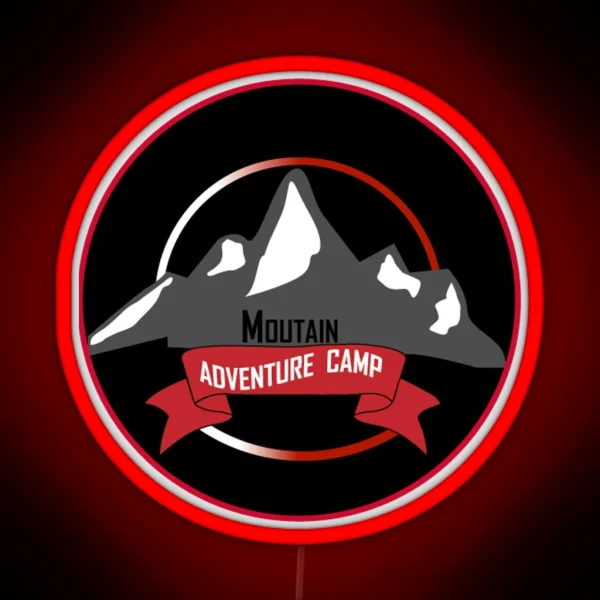 Digital Art Moutain Adventure Camp RGB Neon Sign
