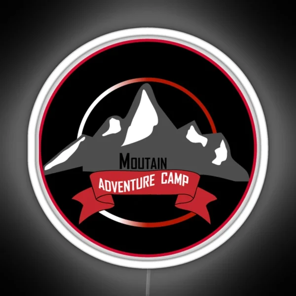 Digital Art Moutain Adventure Camp RGB Neon Sign