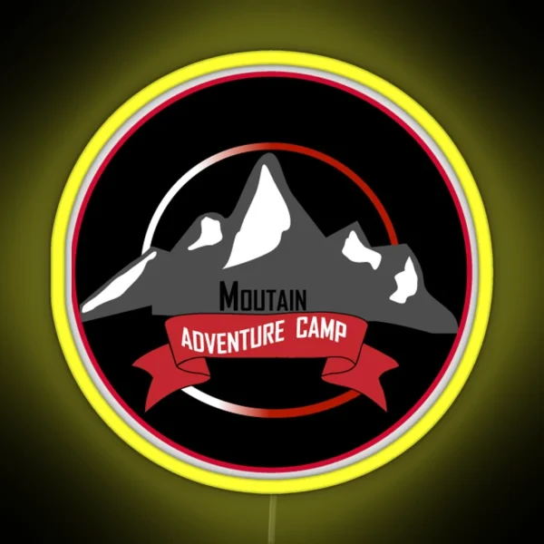 Digital Art Moutain Adventure Camp RGB Neon Sign