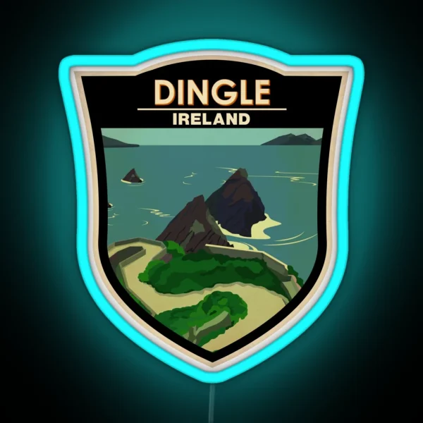 Dingle Peninsula Ireland Travel Badge RGB Neon Sign