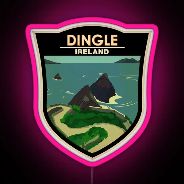 Dingle Peninsula Ireland Travel Badge RGB Neon Sign