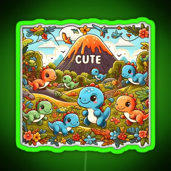 Dino Wonderland Playful Charm RGB Neon Sign