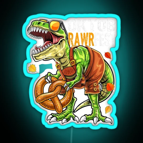 Dinosaur Lederhosen Bavarian Costume Gift Boys Led RGB Neon Sign