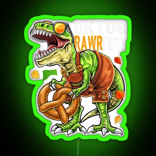 Dinosaur Lederhosen Bavarian Costume Gift Boys Led RGB Neon Sign
