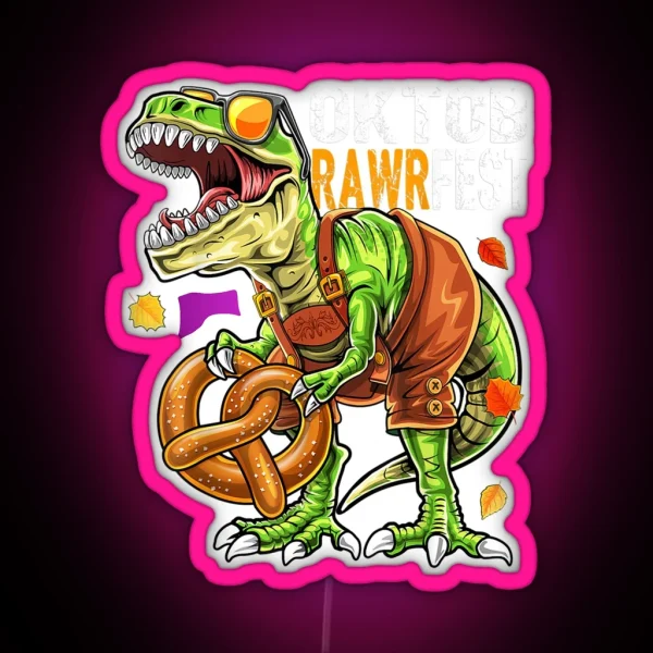 Dinosaur Lederhosen Bavarian Costume Gift Boys Led RGB Neon Sign