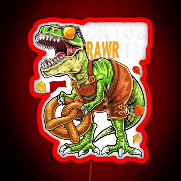 Dinosaur Lederhosen Bavarian Costume Gift Boys Led RGB Neon Sign