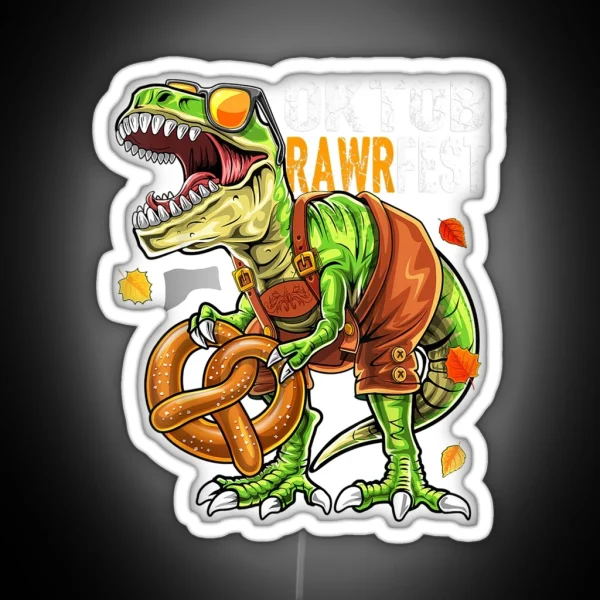 Dinosaur Lederhosen Bavarian Costume Gift Boys Led RGB Neon Sign