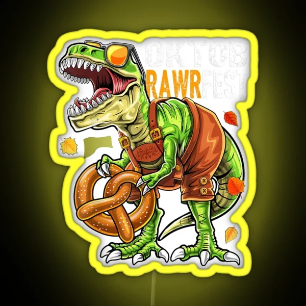 Dinosaur Lederhosen Bavarian Costume Gift Boys Led RGB Neon Sign