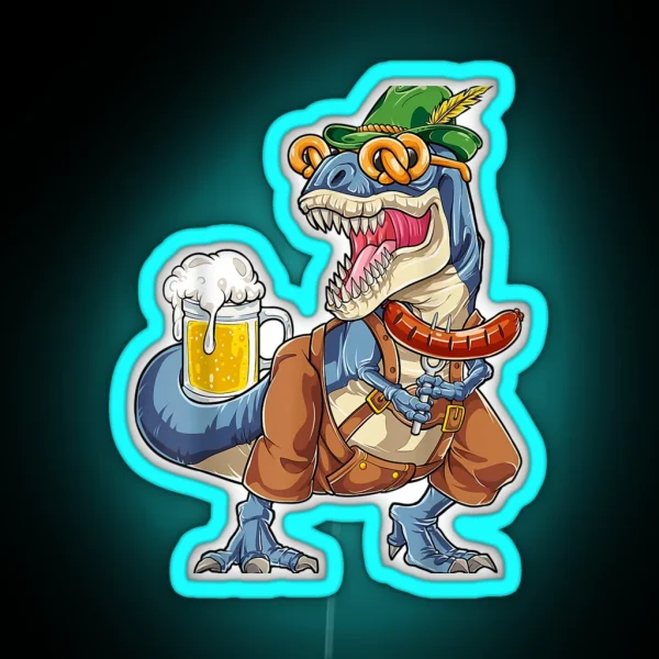 Dinosaur Lederhosen Costume Men T Rex Beer Fest Led RGB Neon Sign