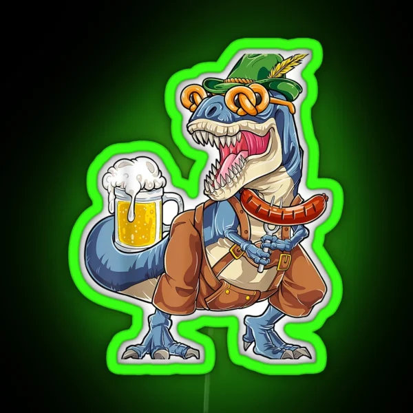 Dinosaur Lederhosen Costume Men T Rex Beer Fest Led RGB Neon Sign