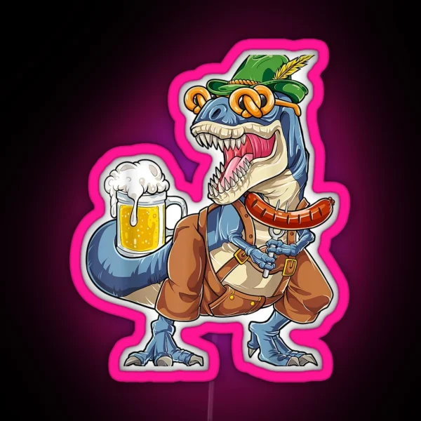 Dinosaur Lederhosen Costume Men T Rex Beer Fest Led RGB Neon Sign