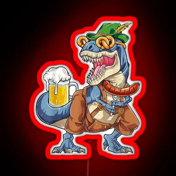 Dinosaur Lederhosen Costume Men T Rex Beer Fest Led RGB Neon Sign