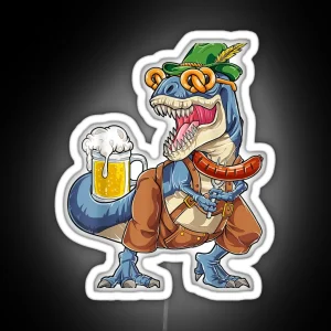 Dinosaur Lederhosen Costume Men T Rex Beer Fest Led RGB Neon Sign