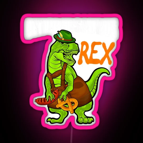 Dinosaur Lederhosen Oktoberfest Costume Cool Bavarian RGB Neon Sign