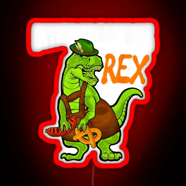 Dinosaur Lederhosen Oktoberfest Costume Cool Bavarian RGB Neon Sign