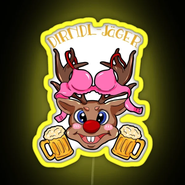 Dirndl Hunter Oktoberfest RGB Neon Sign