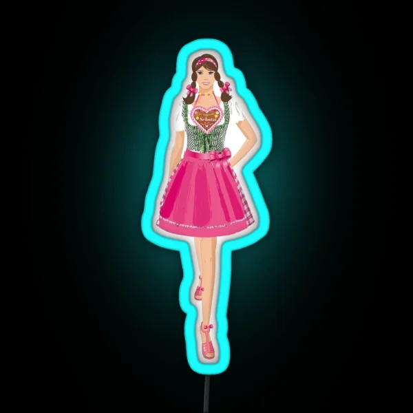Dirndl Woman Oktoberfest RGB Neon Sign