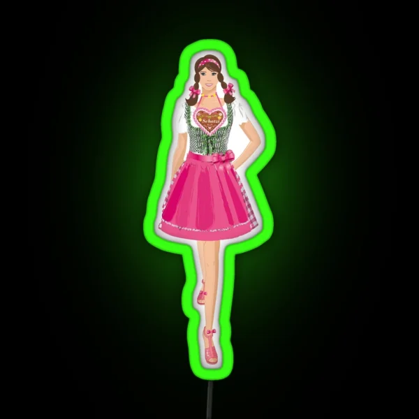 Dirndl Woman Oktoberfest RGB Neon Sign