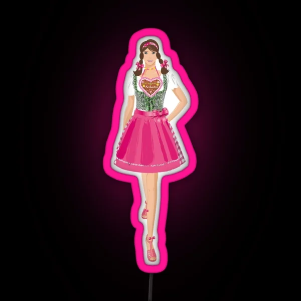 Dirndl Woman Oktoberfest RGB Neon Sign
