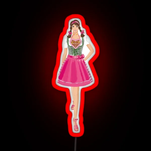 Dirndl Woman Oktoberfest RGB Neon Sign