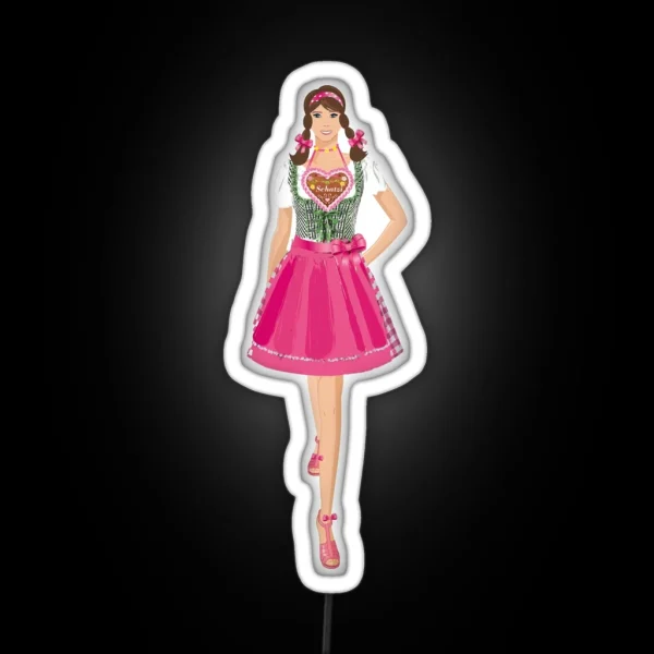Dirndl Woman Oktoberfest RGB Neon Sign