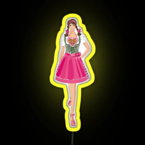 Dirndl Woman Oktoberfest RGB Neon Sign