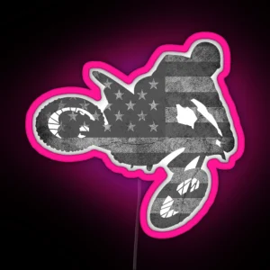 Dirt Bike American Flag Design Motocross Enduro RGB Neon Sign